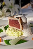 Seared Tuna Set on Wasabi Risotto &amp,amp,amp, Kassler Foam, Restaurant Buitenverwachting, Constantia, Cape Town, South Africa, RSA, Africa