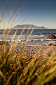 Strandimpression am Bloubergstrand mit Tafelberg im Hintergrund, Westkap, Südafrika, RSA, Afrika
