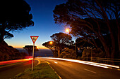 Pass-street Kloof Road leading from Cape Town to Camps Bay after sun-set, Cape Town, Western Cape, South Africa, RSA, Africa