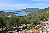 Bay and view of the town of Cres, Cres Island, Kvarnen Gulf, Croatia