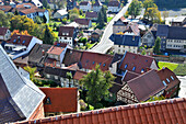 Blick von Schloß Bertholdsburg, Schleusingen, Thüringer Wald, Thüringen, Deutschland