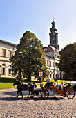 Horse and carriage at the Weimarer Stadtschloss, Citycastle, Weimar, Thuringia, Germany