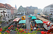 View of the market on market square, Weimar, Thuringia, Germany