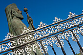 Statue of Archbishop Makarios and fence, Nicosia, Cyprus
