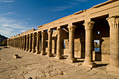 West Colonnade beside Temple of Isis, Philae Island, near Aswan, Egypt