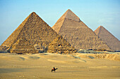 Men on camels beside the Pyramids, Giza, Cairo, Egypt