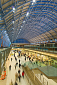 Shopping area of Eurostar terminal at St Pancras Station, London, England