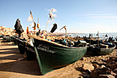 Fishing boats on beach, Mirleft, Morocco