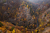 Blick von der Rosstrappe ins Bodetal, bei Thale, Harz, Sachsen-Anhalt, Deutschland, Europa