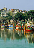 Boats in harbor at Rye, East Sussex, England