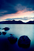 Derwent Water with Catbells at sunset, Lake District, England