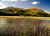 Wetlands with hills in background, Isle of Skye, Highlands, Scotland