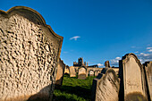 Graveyard of St Mary's church and ruins of Abbey, Whitby, North Yorkshire, England, UK