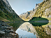 Fahlen Lake mirroring, Alpstein, Appenzell Alps, Western Alps, Alps, Switzerland