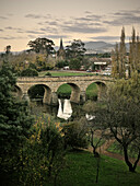 Richmond Bridge and St John's church, oldest bridge of Australia, built by convicts, Tasmania, Australia