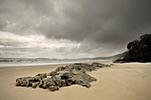 Strand mit Felsen, Küste, Rainbow Beach, Queensland, Australien