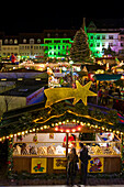 Weihnachtsmarkt und Weihnachtsbaum, Landau, Rheinland-Pfalz, Deutschland