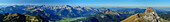 Panorama mit Allgäuer Alpen, Tannheimer Berge und Aggenstein, Brentenjoch, Tannheimer Berge, Allgäuer Alpen, Tirol, Österreich