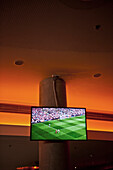 Live football match on TV in a pub, Munich, Bavaria, Germany