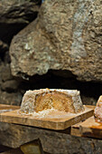 Strong flavoured grey cheese, Eggerhoefe, South Tyrol, Italy