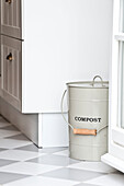 Kitchen with compost bin, House furnished in country style, Hamburg, Germany