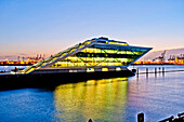 Dockland at dusk, modern architecture in the Hafencity of Hamburg, Germany