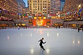 USA- March 2010 New York City Rockefeller Center Skate rink.