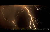 Namibia - Thunderstorm and lightning over the town of Keetmanshoop during the rainy season February  In the evening