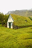 Iceland, Litla-Hof, little village, one of the last traditional churches.