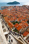 Lokrum Island from the walls of the Old Town of Dubrovnik, Dubrovnik City, Croatia, Adriatic Sea, Mediterranean Sea