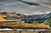 Lake Heron Station, sheep and cattle farm, between Mt Somers and Rakaia River, autumn, Canterbury