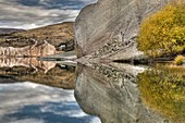 Blue Lake reflection, St Bathan´s, autumn, Central Otago, New Zealand