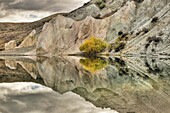 Blue Lake reflection, St Bathan´s, autumn, Central Otago, New Zealand