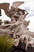 Stone angels, The artistry of bronze and stone statues on outside of crypts has been admired since 1822, Recoleta cemetery, Buenos Aires, Argentina