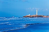 A view of the El Hank lighthouse on the Corniche Atlantic Ocean in Casablanca, Morocco