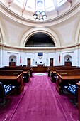 The State Senate chambers at the State Capitol building in Little Rock, Arkansas, USA