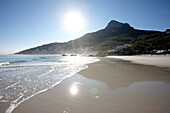 Sandy beach in the sunlight, Clifton 4th beach, Atlantic Seaboard, Cape Town, South Africa, Africa