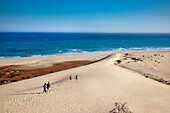 People walking on the dune Risco del Paso, Playa de Sotavento, Jandia peninsula, Fuerteventura, Canary Islands, Spain