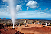 Wasserexplosion durch Vulkanhitze, Nationalpark Timanfaya, Parque Nacional de Timanfaya, Lanzarote, Kanarische Inseln, Spanien, Europa