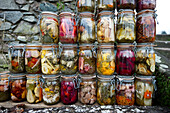 Preserving jars with fruit and vegetables