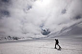 Backcountry skier on glacier, Chamonix Mont Blanc, France, Europe