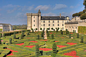 Château Villandry mit Gartenanlage, Villandry, Indre-et-Loire, Frankreich, Europa