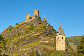 Niederburg castle with roman bell tower, Kobern-Gondorf, Rhineland-Palatinate, Germany, Europe