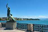 Ganymede statue at the Zurich lake, Zurich, Switzerland