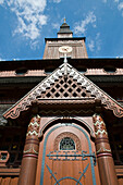 Entrance to Stave church Gustav Adolf, Hahnenklee, Lower Saxony, Harz, Lower Saxony, Germany