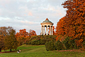 The Monopteros temple at Englischer Garten in autumn, English Garden, Schwabing, Munich, Upper Bavaria, Bavaria, Germany, Europe