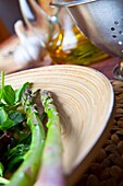 Fresh and organic ingredients in a healthy salad from Catalonia