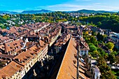 Overview of the medieval city center of Bern, Canton Bern, Switzerland