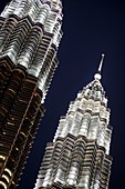 Night view of the Petronas Twin Towers, Kuala Lumpur, Malaysia