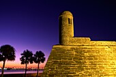 castle, Florida, fort, historic, monument, night, p. America, Augustine, Castle, Florida, Fort, Historic, Holiday, Landmark, Monument, Night, Palm trees, Ruins, Sunset, Tourism, Tra